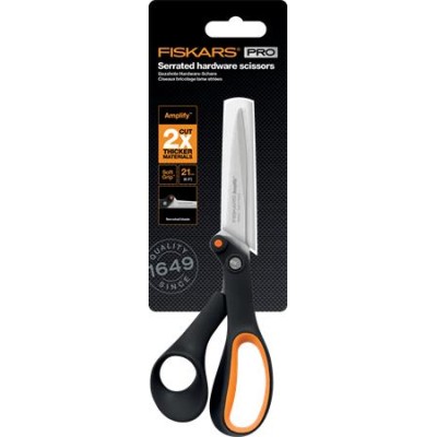 Olló, barkács, 21 cm, FISKARS "Amplify", fekete