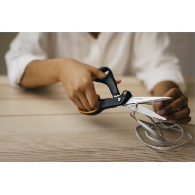 Olló, barkács, 21 cm, FISKARS "Amplify", fekete