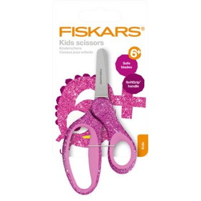 Olló, óvodai, 13 cm, FISKARS, csillámos rózsaszín
