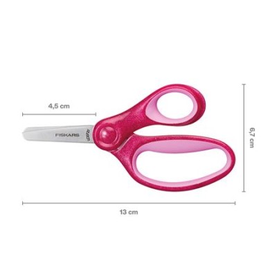 Olló, óvodai, 13 cm, FISKARS, csillámos rózsaszín