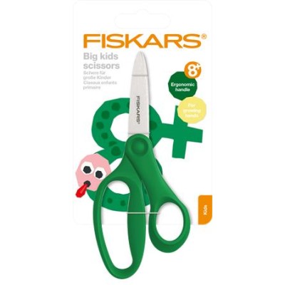 Olló, iskolai, 15 cm, FISKARS, zöld
