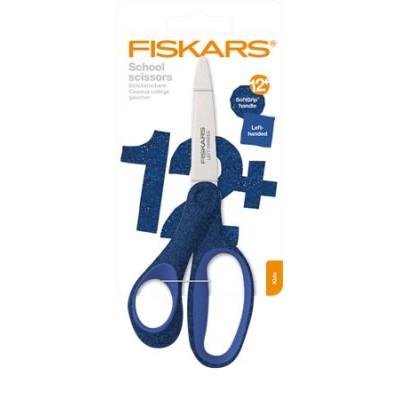 Olló, iskolai, 18 cm, balkezes, FISKARS, csillámos kék Olló, iskolai, 18 cm, balkezes, FISKARS, csillámos kék