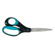 Olló, ifjúsági, 20 cm, balkezes, FISKARS, foltos pávakék