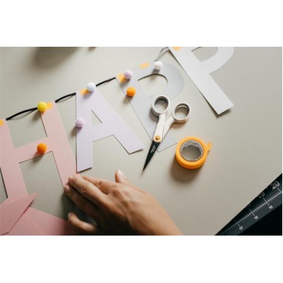 Olló, általános, tapadásmentes, 13 cm, FISKARS "MicroTip Titanium", fehér