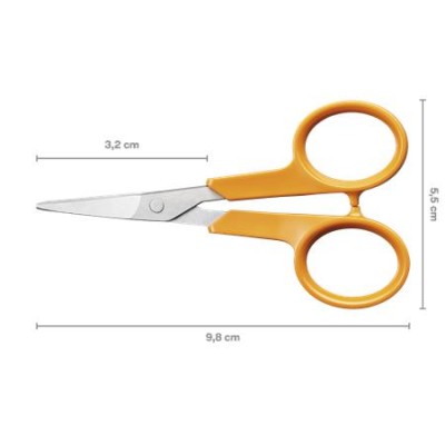 Varróolló, 10 cm, hajlított, FISKARS "Classic", narancssárga