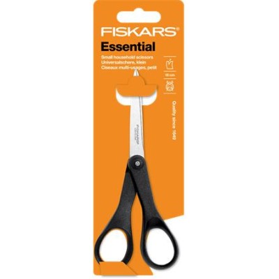 Olló, papírvágó, 18 cm, FISKARS "Essential", fekete