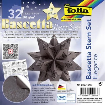 Bascetta csillag készlet, 14,5x14,5 cm, 90 g, 32 lap, FOLIA, barna-indiai álom