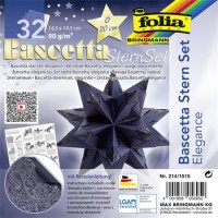 Bascetta csillag készlet, 14,5x14,5 cm, 90 g, 32 lap, FOLIA, kék-indiai álom