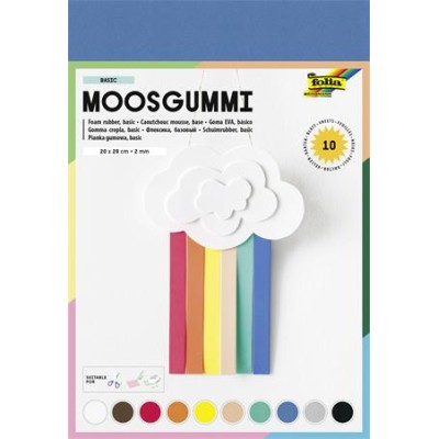 Moosgumi, 20x29 cm, 10 lap, FOLIA "Basic", 10 különböző szín