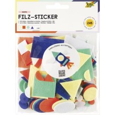 Matrica készlet, filc, 245 db, alakzatok, FOLIA, különböző színek