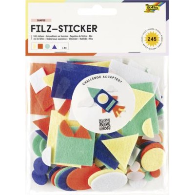 Matrica készlet, filc, 245 db, alakzatok, FOLIA, különböző színek