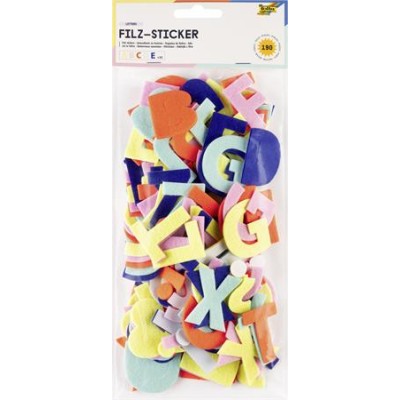 Matrica készlet, filc, 190 db, betűk, FOLIA, különböző színek