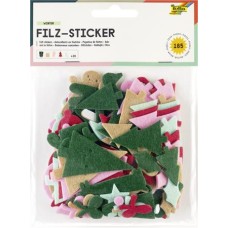 Matrica készlet, filc, 165 db, karácsonyi minták, FOLIA, különböző színek