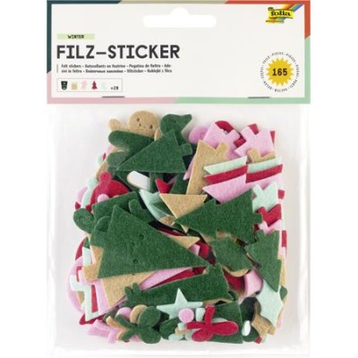 Matrica készlet, filc, 165 db, karácsonyi minták, FOLIA, különböző színek