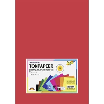 Színes papír, A3, 130 g, 10x5 lap, FOLIA, vegyes színek
