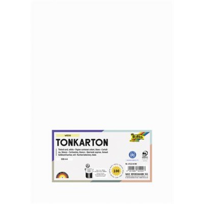Dekorkarton, 2 oldalas, A4, 220 g, 100 lap, FOLIA, fehér
