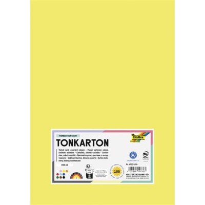 Dekorkarton, 2 oldalas, A4, 220 g, 100 lap, FOLIA "Basic", 10 különböző szín
