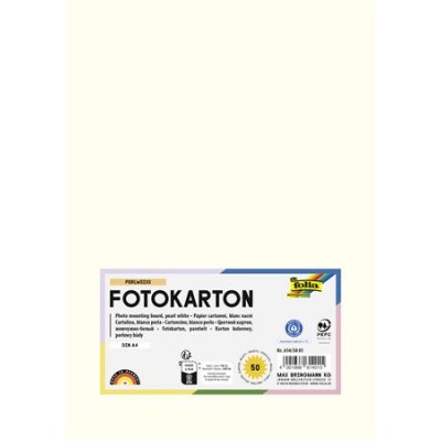Dekorkarton, 2 oldalas, A4, 300 g, 50 lap, FOLIA, gyöngyfehér