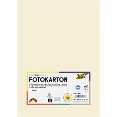 Dekorkarton, 2 oldalas, A4, 300 g, 50 lap, FOLIA, bézs
