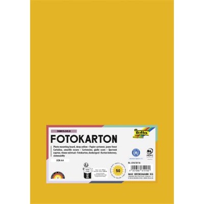 Dekorkarton, 2 oldalas, A4, 300 g, 50 lap, FOLIA, mélysárga
