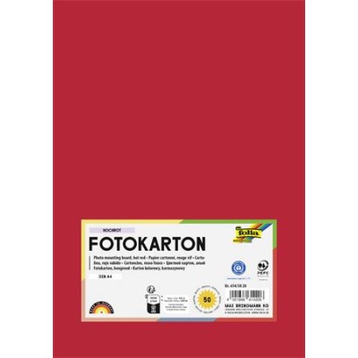 Dekorkarton, 2 oldalas, A4, 300 g, 50 lap, FOLIA, tűzpiros