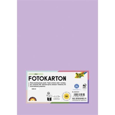 Dekorkarton, 2 oldalas, A4, 300 g, 50 lap, FOLIA, halvány orgonalila