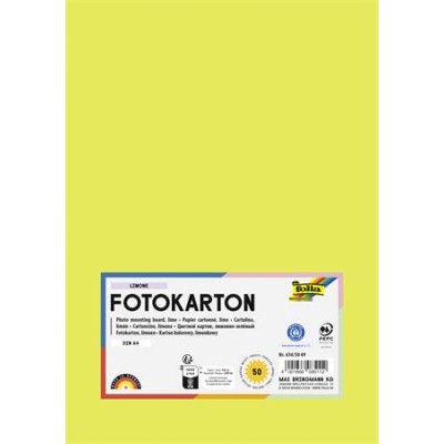 Dekorkarton, 2 oldalas, A4, 300 g, 50 lap, FOLIA, limesárga