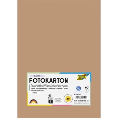 Dekorkarton, 2 oldalas, A4, 300 g, 50 lap, FOLIA, világosbarna