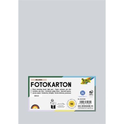 Dekorkarton, 2 oldalas, A4, 300 g, 50 lap, FOLIA, világosszürke