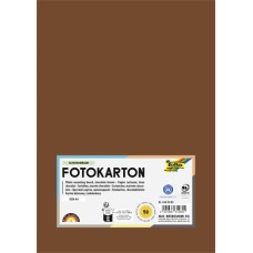 Dekorkarton, 2 oldalas, A4, 300 g, 50 lap, FOLIA, csokoládébarna