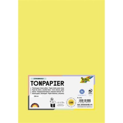 Színes papír, A4, 130 g, 100 lap, FOLIA, citromsárga