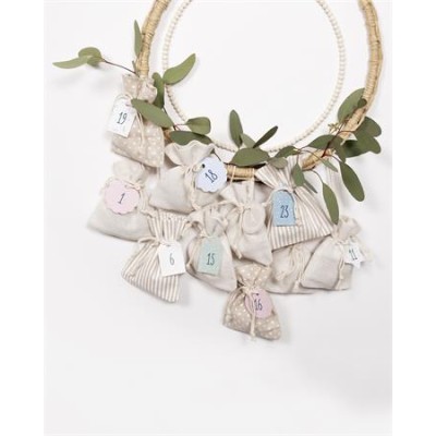 Adventi naptár, tasakos, textil, FOLIA "Basic", karácsonyi motívum