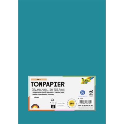 Színes papír, A4, 130 g, 100 lap, FOLIA, türkiz