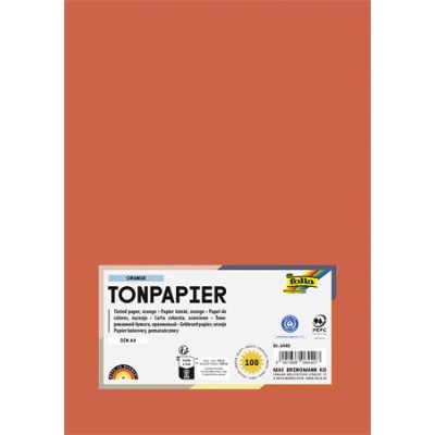 Színes papír, A4, 130 g, 100 lap, FOLIA, narancssárga