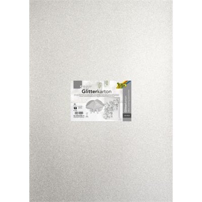 Dekorkarton tömb, csillámos, 1 oldalas, 50x70 cm, 300g, 5 lap, FOLIA, ezüst