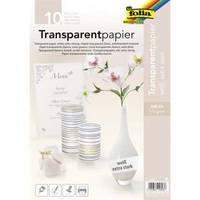 Pauszpapír, A4, 115 g, 10 lap, FOLIA, fehér