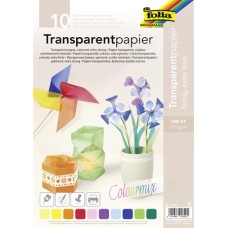 Transzparens papír, A4, 115 g, 10 lap, FOLIA, vegyes színek