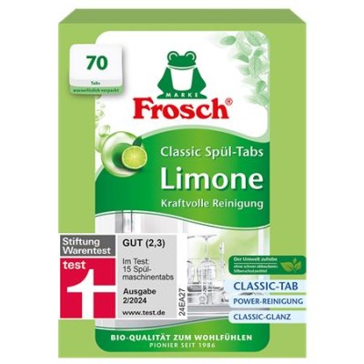Mosogatógép tabletta, 70 db, FROSCH, zöldcitrom