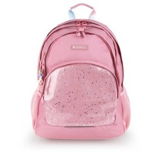 Hátizsák, iskolatáska, cipzáras, GABOL "Glam", rózsaszín csillámos