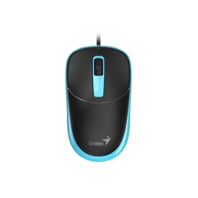 Egér, vezetékes, optikai, normál méret, USB, GENIUS "DX-123", fekete-kék