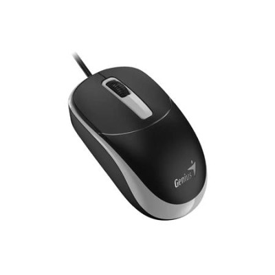 Egér, vezetékes, optikai, normál méret, USB, GENIUS "DX-123", fekete-szürke