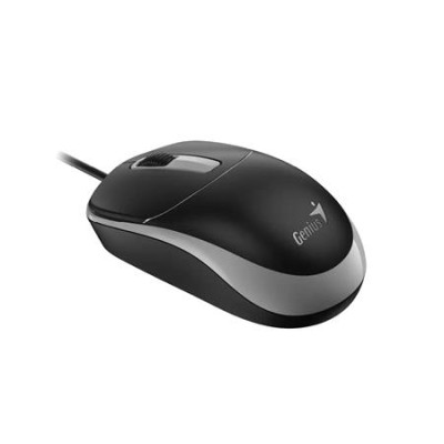 Egér, vezetékes, optikai, normál méret, USB, GENIUS "DX-123", fekete-szürke