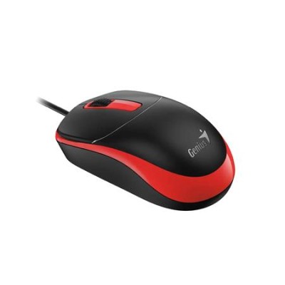 Egér, vezetékes, optikai, normál méret, USB, GENIUS "DX-123", fekete-piros