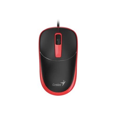 Egér, vezetékes, optikai, normál méret, USB, GENIUS "DX-123", fekete-piros