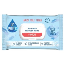 Toalettpapír, nedves, visszazárható tetővel, 44 db, GO WIPES "Comfort"