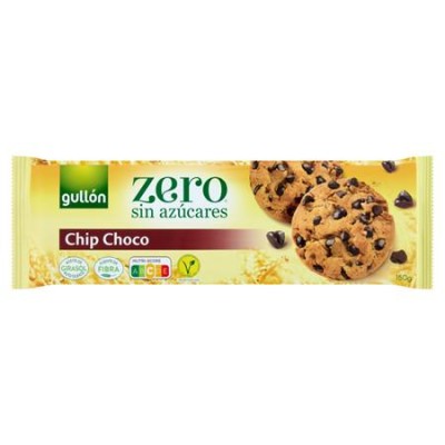 Keksz, 150 g, GULLÓN "Chip Choco", cukormentes, csokidarabokkal