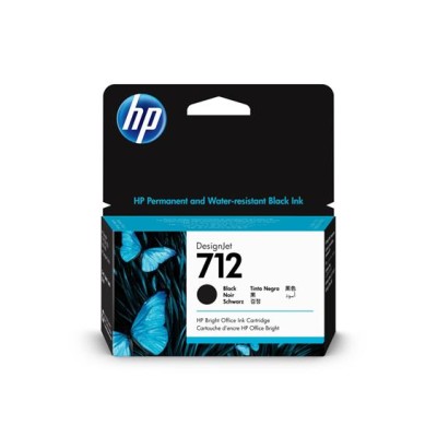 3ED70A Tintapatron DesignJet T650, T250, Studio nyomtatókhoz, HP 712, fekete, 38 ml