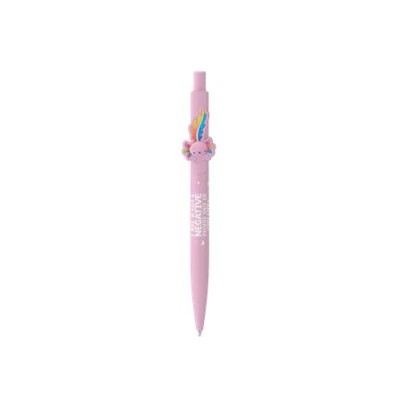 Golyóstoll, 0,8 mm, nyomógombos, rózsaszín tolltest, ICO "Axolotl", kék