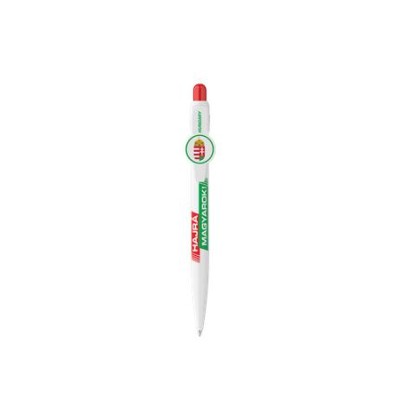 Golyóstoll, 0,8 mm, nyomógombos, fehér tolltest, ICO "Hajrá Magyarok", kék