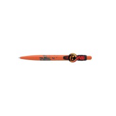 Golyóstoll, 0,8 mm, nyomógombos, narancssárga mintás tolltest, ICO "Halloween", kék